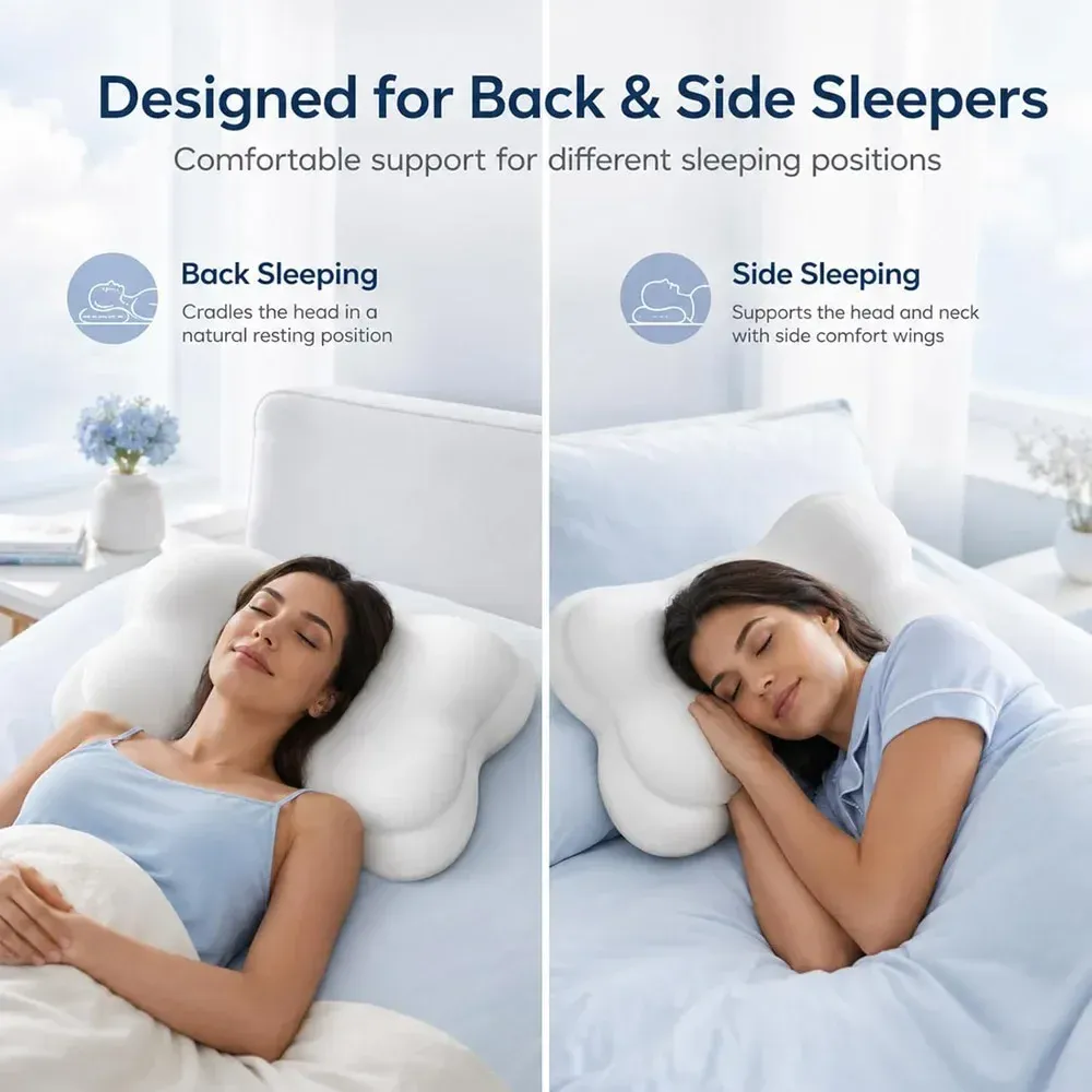 Oreiller nuage confortable, mousse mémoire ergonomique soutien cervical pour dormeurs latéraux, housse respirante lavable