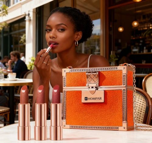HOMPAR Luxe Mini Bag Lipstick Set  3 Shades in Elegant Orange Case