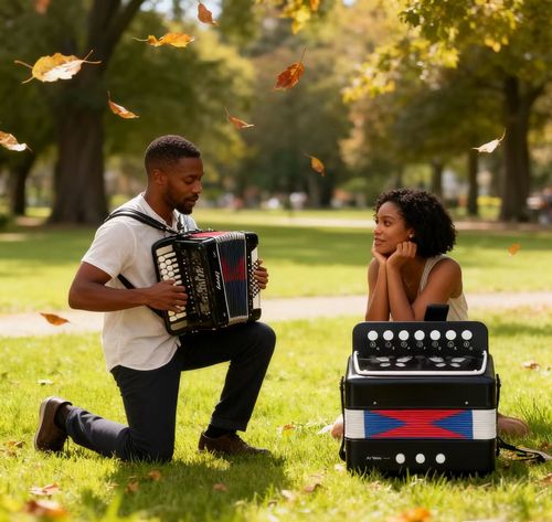 Black Mini Accordion with Colorful Bellows