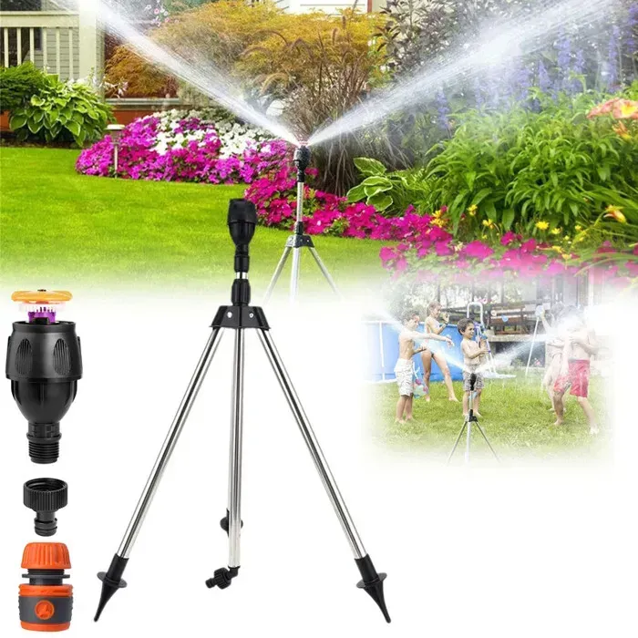 🔥💯Stainless Steel Rotary Irrigation Tripod Telescopic Support Sprinkler👇