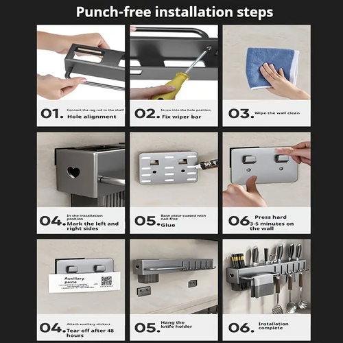 1pc No-Drill Kitchen Organizer