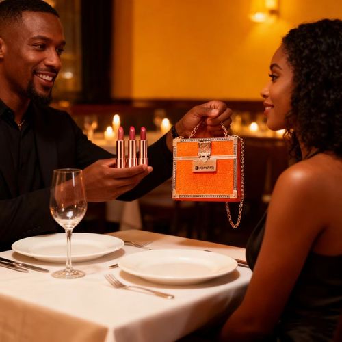 HOMPAR Luxe Mini Bag Lipstick Set  3 Shades in Elegant Orange Case