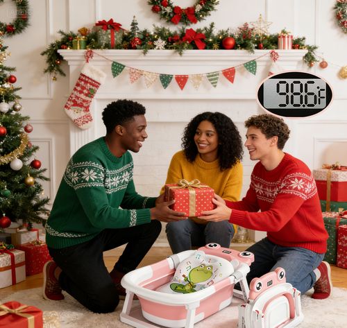 Foldable Baby Bathtub with Thermometer 🛁 Safe & Convenient Bathing for African Families