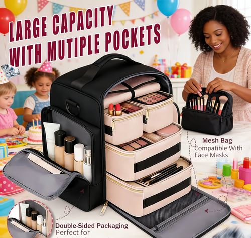 💼💗Large-Capacity Multifunctional Travel Makeup Bag 💄✨ Perfect for African Adventures🔥