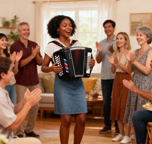 Black Mini Accordion with Colorful Bellows