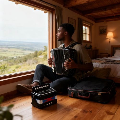 Black Mini Accordion with Colorful Bellows