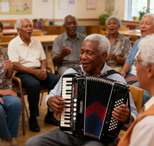 Black Mini Accordion with Colorful Bellows