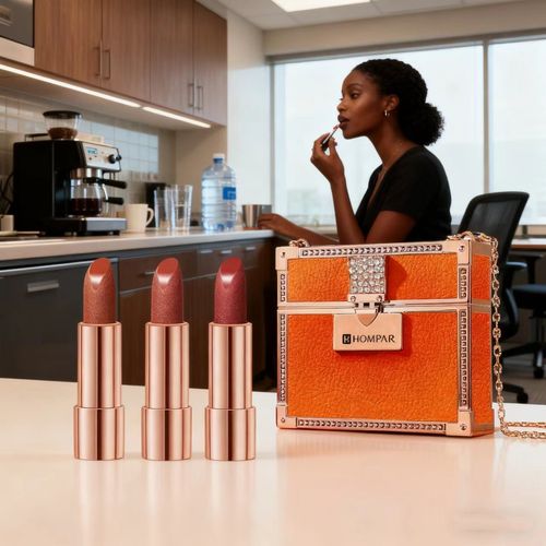 HOMPAR Luxe Mini Bag Lipstick Set  3 Shades in Elegant Orange Case
