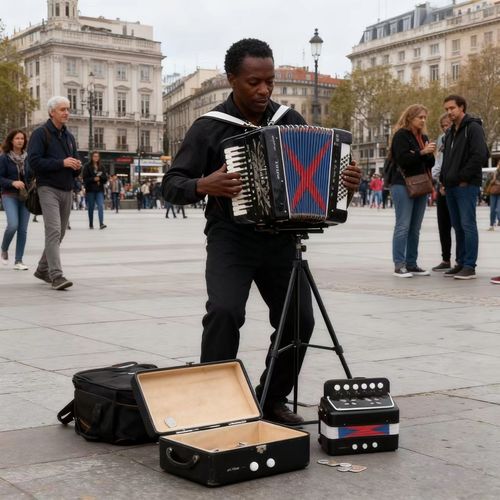 Black Mini Accordion with Colorful Bellows