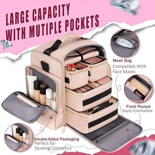 💼💗Large-Capacity Multifunctional Travel Makeup Bag 💄✨ Perfect for African Adventures🔥