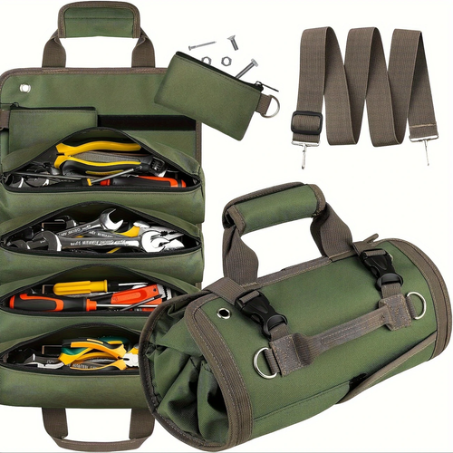 Heavy-Duty Roll up Kit-Waterproof Multifunctional Electrician and Mechanic Storage Bag, Ideal Father'S Day Gift, Suitable for Outdoor Storage Boxes