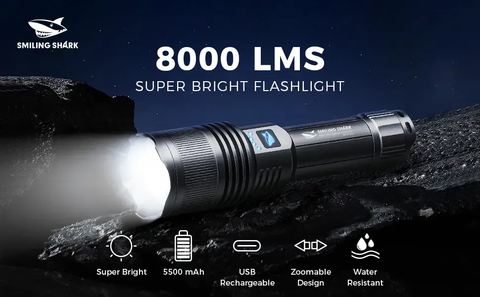 Custom High Range LED Flashlight with Brightest Laser Beam & Spotlights AAA Lumen Tactics