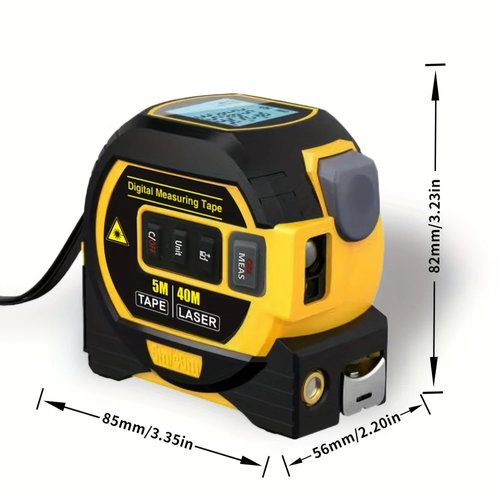 Laser Tape Measure - 3in1 Digital High Precision Laser Rangefinder, Steel Tape, 1pc, Equipped with 2AAA Batteries