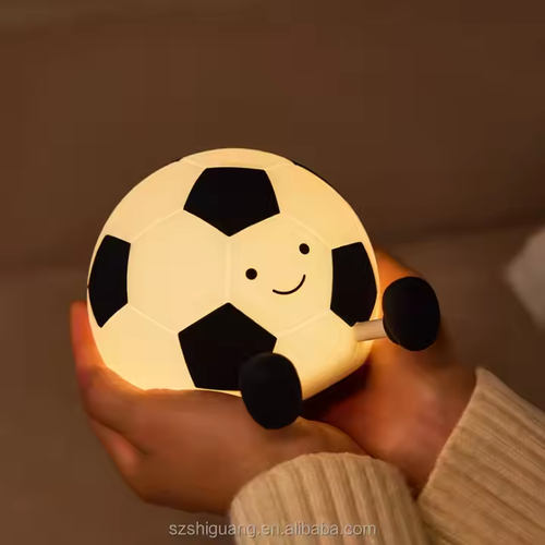 New Product Custom Logo Football Nightlight Led Rechargeable Bed Lamp Fancy Design Cute Soccer Night Lights for Kids Room