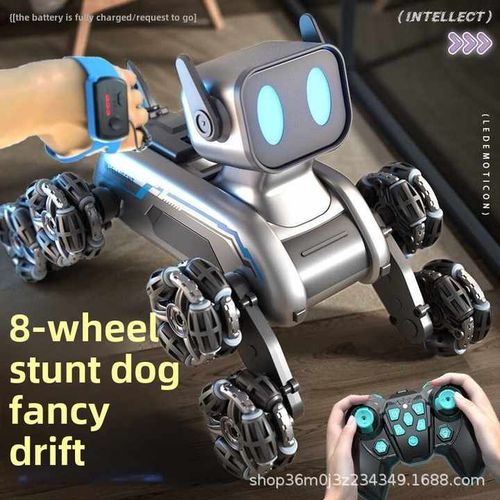 Novo carro de controlo remoto infantil com oito rodas, relógio elétrico mecânico, robô de brinquedo de indução inteligente