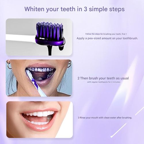 V34 Mousse de Essência Branqueadora Dental Gel Roxo Kit Branqueador Remove Dentes Amarelos