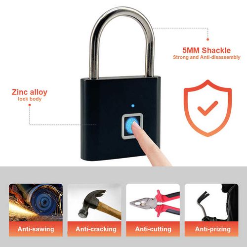 Cadeado inteligente de impressão digital para ambientes exteriores, à prova de água e ferrugem, cadeado eletrónico inteligente, cabeça de porta, fecho de senha anti-roubo, adequado para armários