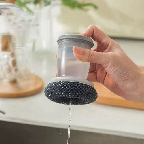 Creative kitchen pan dishwasher, can remove stains and grease. With liquid soap dispenser, stove brush. Buy one get one free, very cost-effective.