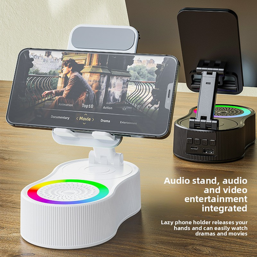 Mobile phone stand, Bluetooth speaker, power bank, all-in-one high-end appearance music box with RGB dazzling lights for desktop audio system
