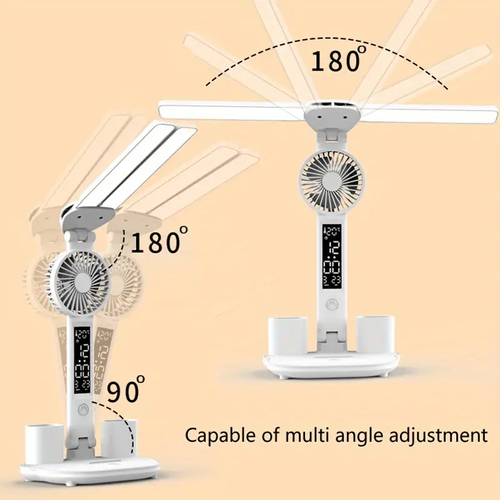 Multi-function Collapsible USB Small Dimmable Eye protection LED Night Light with Fan Pen Container for Students
