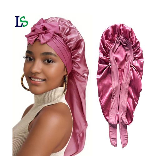 Satin Silk Bonnet for Sleeping and beautifull head flowers and earring