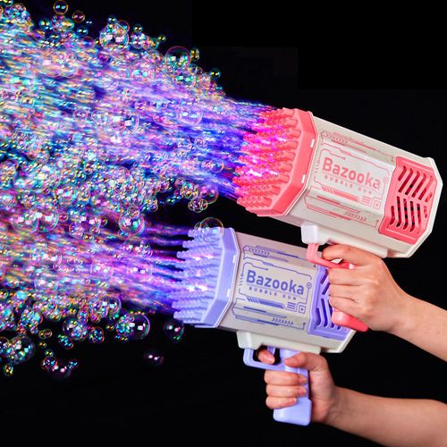 Colorful Bubbles Galore: 69 - Hole Rechargeable Bubble Gun for Kid Light up Bubble Machine for Wedding Party