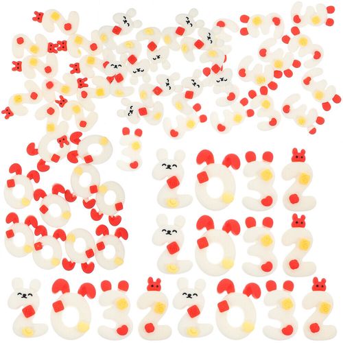 40 Pcs DIY Craft Embellishments 2023 Resin Patch Red Table Decor Cream Gum