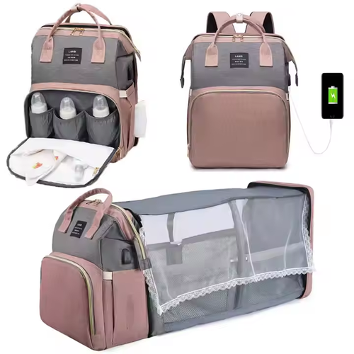 Multifunctional Folding Mummy Bag Baby and Baby Carrier Backpack with Bassinet Diaper Cot and Handbag Stroller