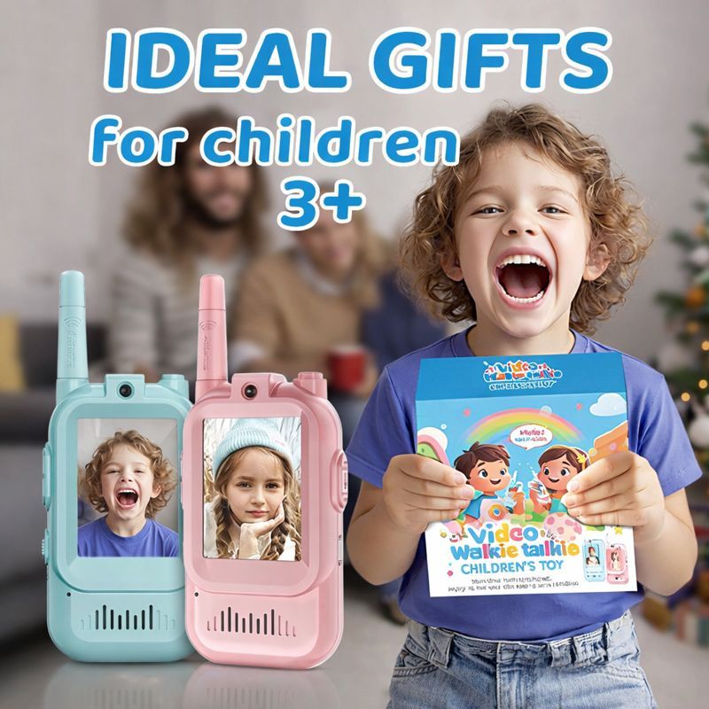Rechargeable Kids Video Walkie Talkies, 2-Way 1500FT Range with Voice Effects, Indoor & Outdoor Toy for Ages 3–12