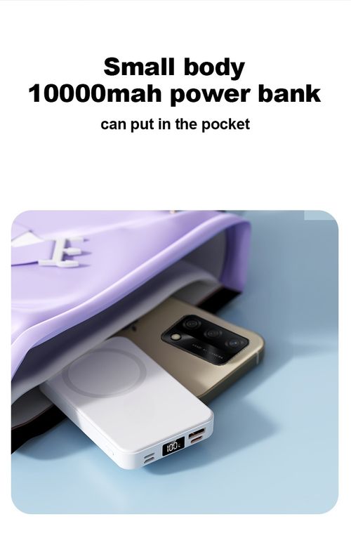 Small wireless magnetic power bank with a 10,000mAh capacity and a stand