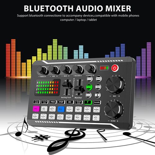 Professional Multi-Functional DJ Mixer Effects Audio Interface Live Sound Card for Podcasting