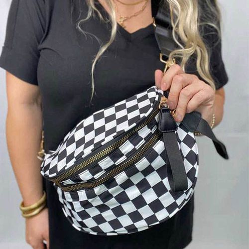 2025 Fashion Large Capacity Grid Strap Bag Crossbody Bag