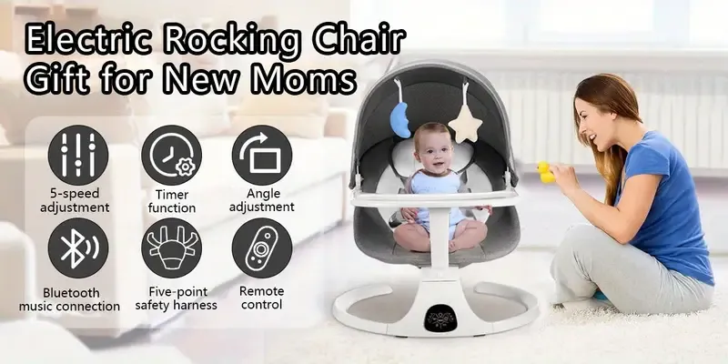 Portable 5-speed joystick, baby smart electric cradle with music, remote control, and touch screen