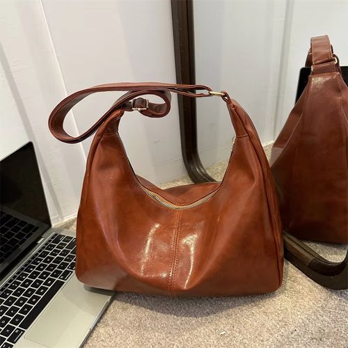2025 new Hobo crossbody bag women's leather handbag leather casual bag