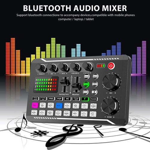Professional Multi-Functional DJ Mixer Effects Audio Interface Live Sound Card for Podcasting