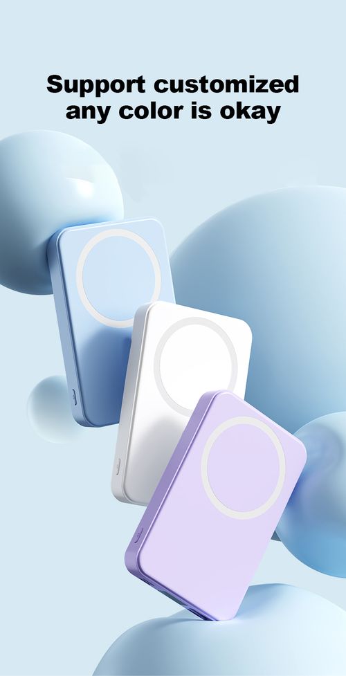 Small wireless magnetic power bank with a 10,000mAh capacity and a stand