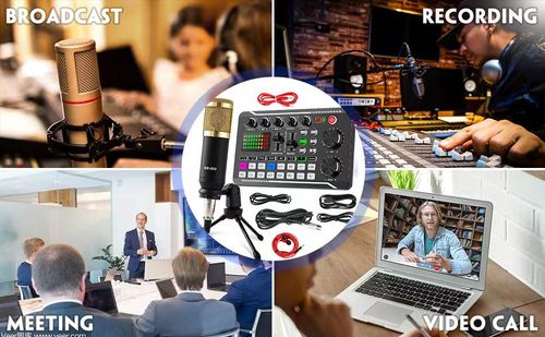 Professional Multi-Functional DJ Mixer Effects Audio Interface Live Sound Card for Podcasting