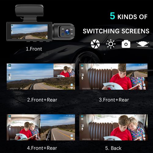 Podofo 3.16-inch Dual Lens Dash Cam HD 1080P