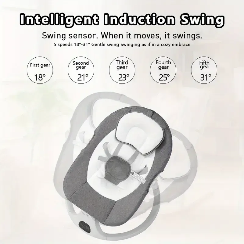Portable 5-speed joystick, baby smart electric cradle with music, remote control, and touch screen