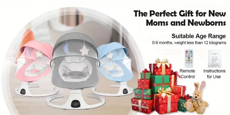 Portable 5-speed joystick, baby smart electric cradle with music, remote control, and touch screen