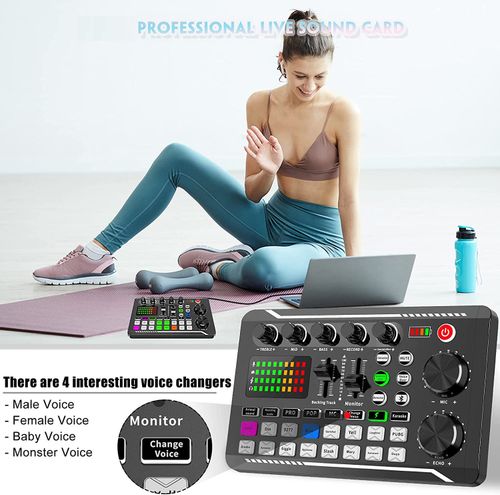 Professional Multi-Functional DJ Mixer Effects Audio Interface Live Sound Card for Podcasting