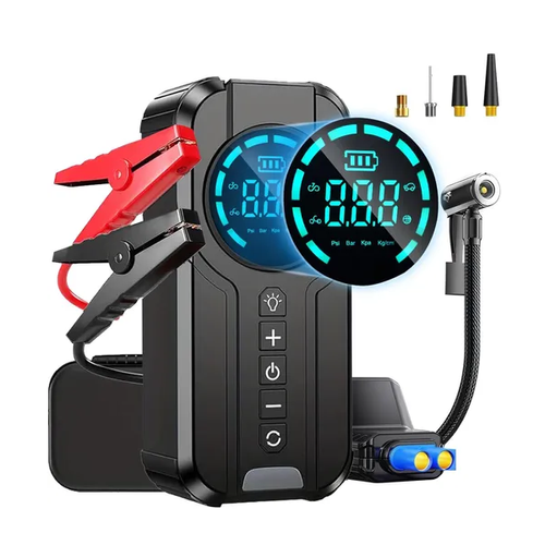 6000A Jump Starter with Air Compressor, 150PSI Battery Jumper Starter Portable for 6.0L Gas and 3.0L Diesel, 12V Car Jump Starter with Jumper Cable 3 Modes Flashlight and EVA Bag