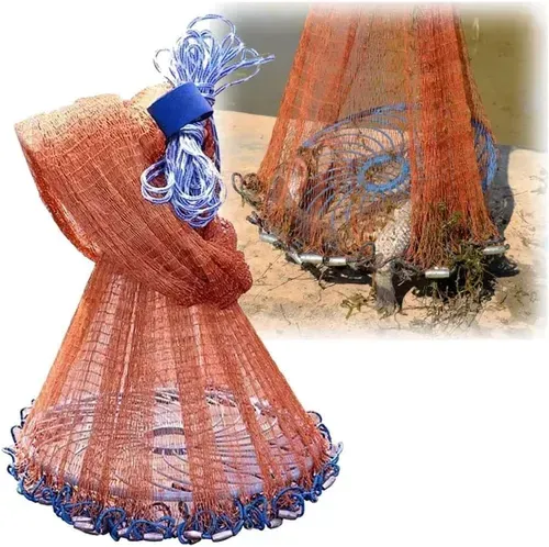 Throw Cast Net for Salt & Freshwater, Casting Fishing Net with Needle Shuttle, Spin Network Bait Fish Net for Beginners