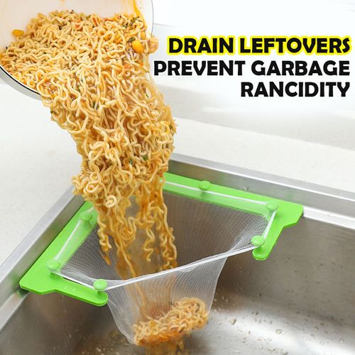 Sink Garbage Storage Rack Holder Sink Drain Strainer Triangular Sink Stopper With Leftovers Filter Bag