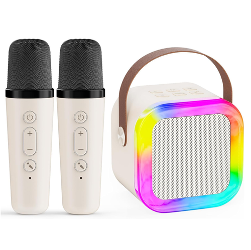 Lonvel K12 Mini 2 Mic Portable Gifts Kids Wireless Karaoke Speaker With 2 Microphones Karaoke Digital Key Control Blue Pink