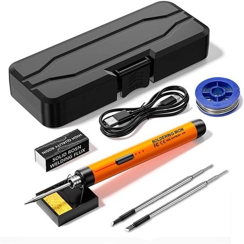 Mini Cordless Soldering Iron Kit,USB Wireless Electric Soldering Iron Pen 10-in-1,3 Temperature Adjustment,Portable and Rechargeable for Home Appliance Repair,Electronic Components
