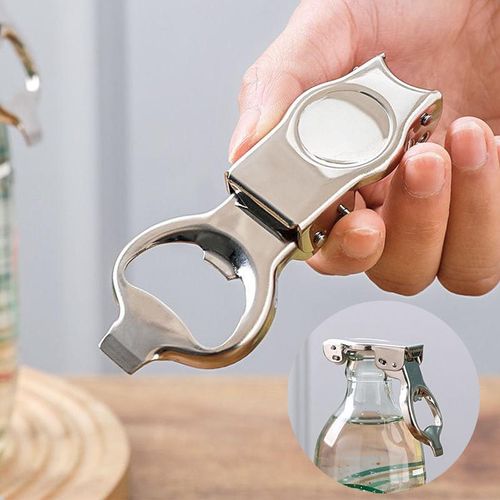 2in1 Bottle Opener & Sealer for Glass Beer Bottles , Soda Water Bottle Opener & Sealer, Stainless Steel Beer Openers for Various Cans(Two packs)