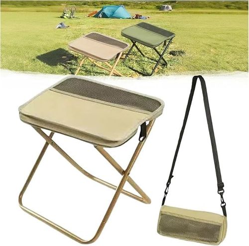 Portable Folding Stool, Lightweight Backpack Pocket Chair for Adults Outdoor Camping, Hiking, Fishing, Picnic, Ultralight Collapsible Compact Stool with Carrying Bag