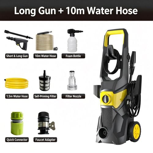 Electric High Pressure 140Bar Water Jet Pressure Cleaning Car Washer with Long Hose and Strong Pump