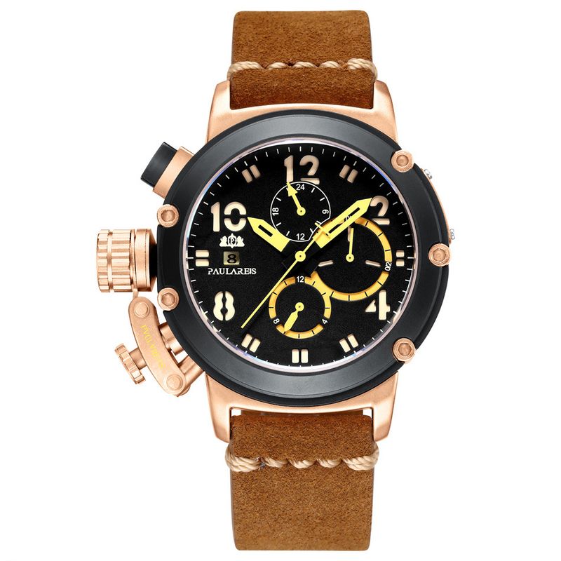 Automatic Mechanical Watch Leather Strap Fashion Casual Wristwatch Date Week Sports Watches